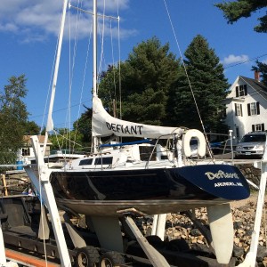 Our little blue boat, Defiant