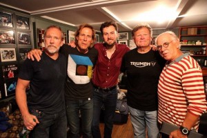 Green, Mayer, Mayer, Kirby and a local resident backstage at the Stephen Talkhouse, 2015